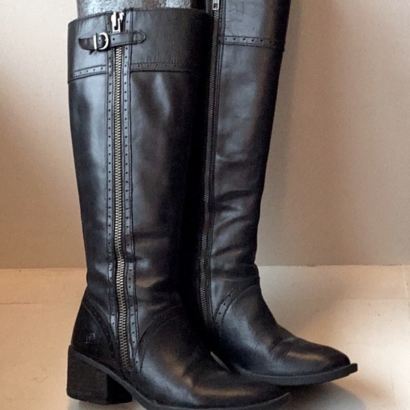 Born Shoes - BORN ALL LEATHER DOUBLE ZIP HEELED BOOTS